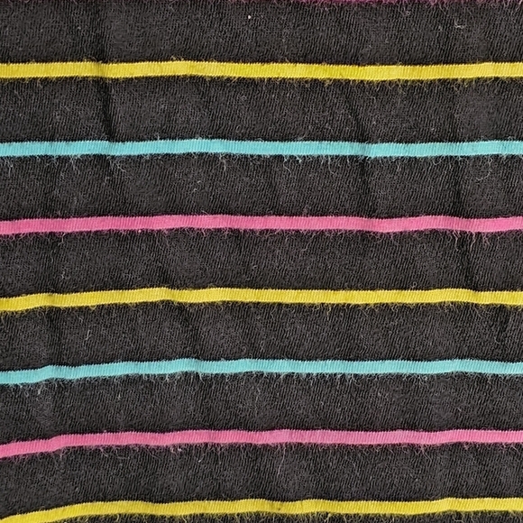 H&M Women's Black Pink Blue & Yellow Striped Short Sleeve Top Size S - Picture 5 of 9